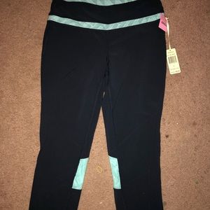 Turquoise and gray sport capris